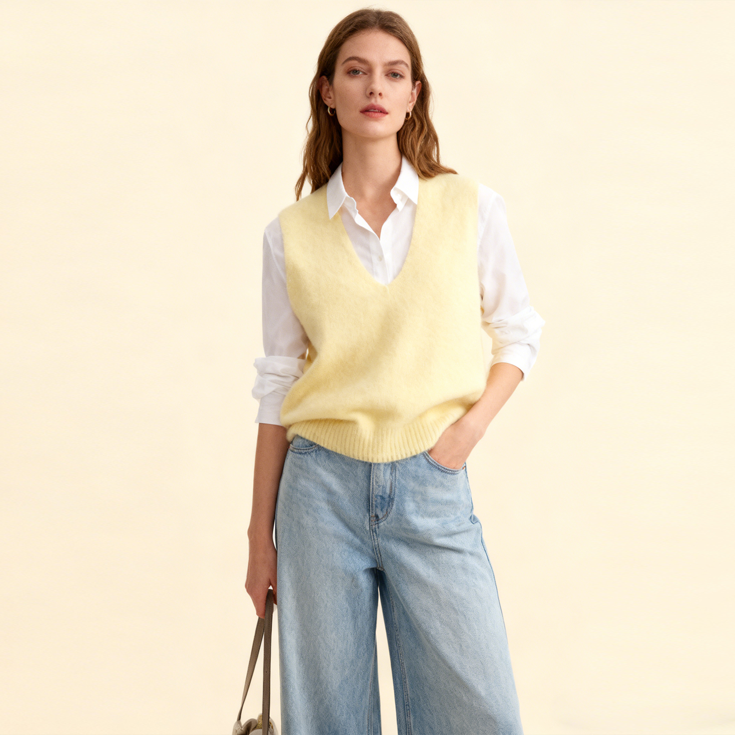 Women's Brushed Wool Sweater Vest REAL SILK LIFE