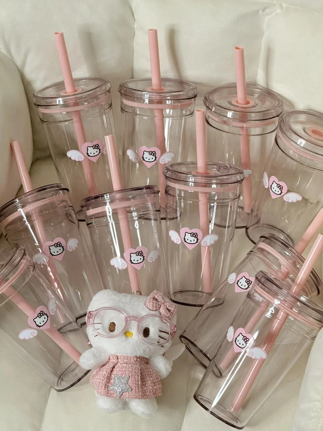 Kitty Straw Cup Water Bottle 450ml