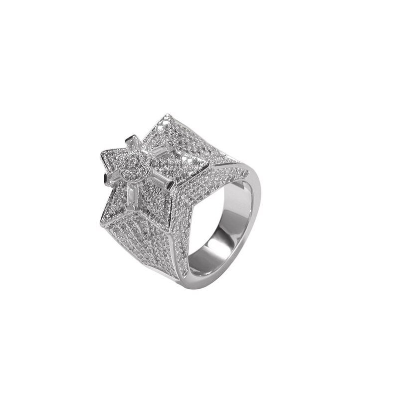 Iced Out Star Hip Hop Bling Ring for Men-VESSFUL