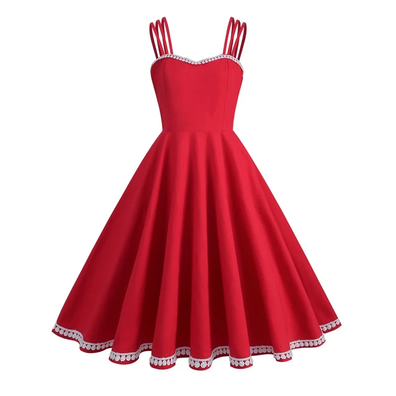 Vintage Solid Slip Dress Hepburn Large Swing Dress