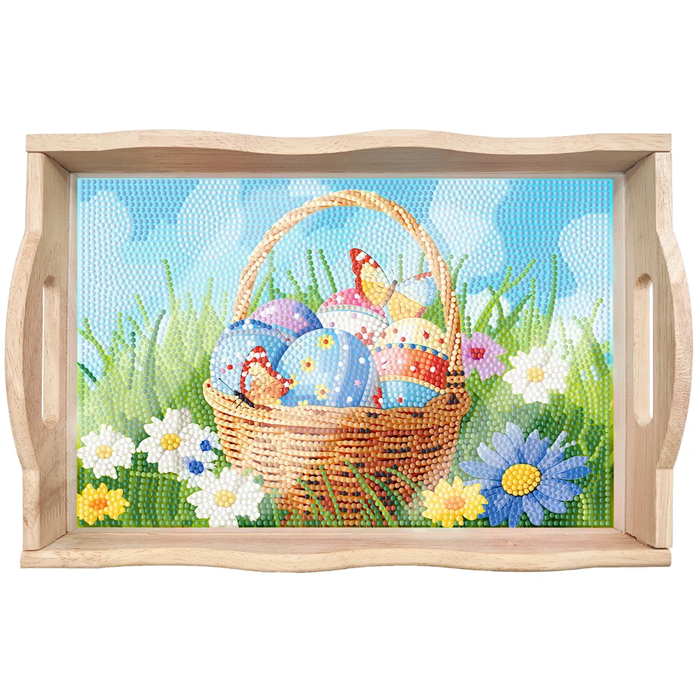 DIY Easter Egg Diamond Painting Nesting Food Trays with Handle for Serving Food