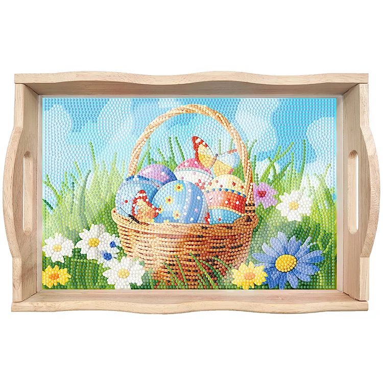 Easter Bunny Diamond Painting Nesting Food Trays with Handle for Serving Food