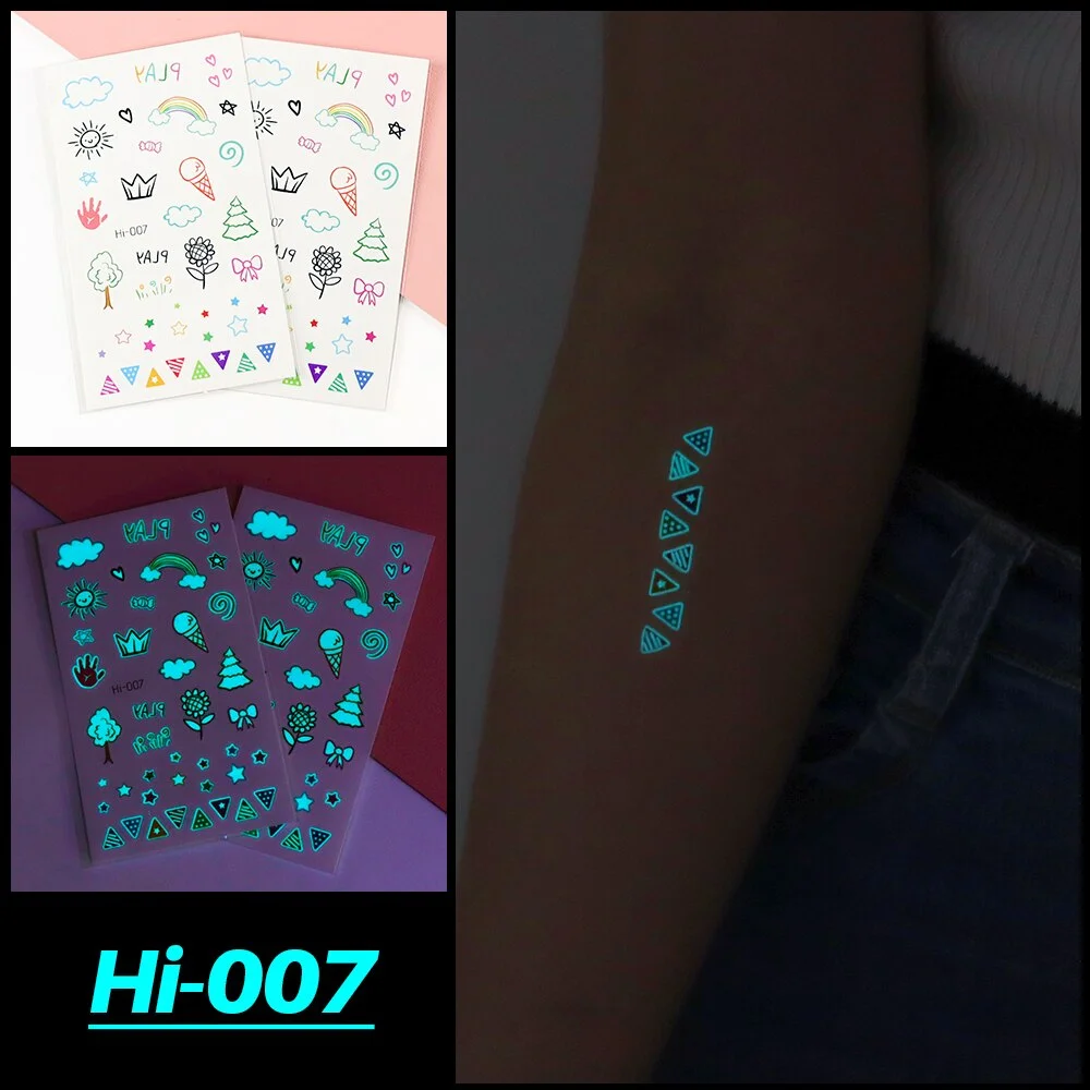 Sdrawing Luminous Tattoo Hand Finger Starry Star Universe for Kids Fake Tattoo Glowing In Dark Waterproof Temporary Tattoo Stickers
