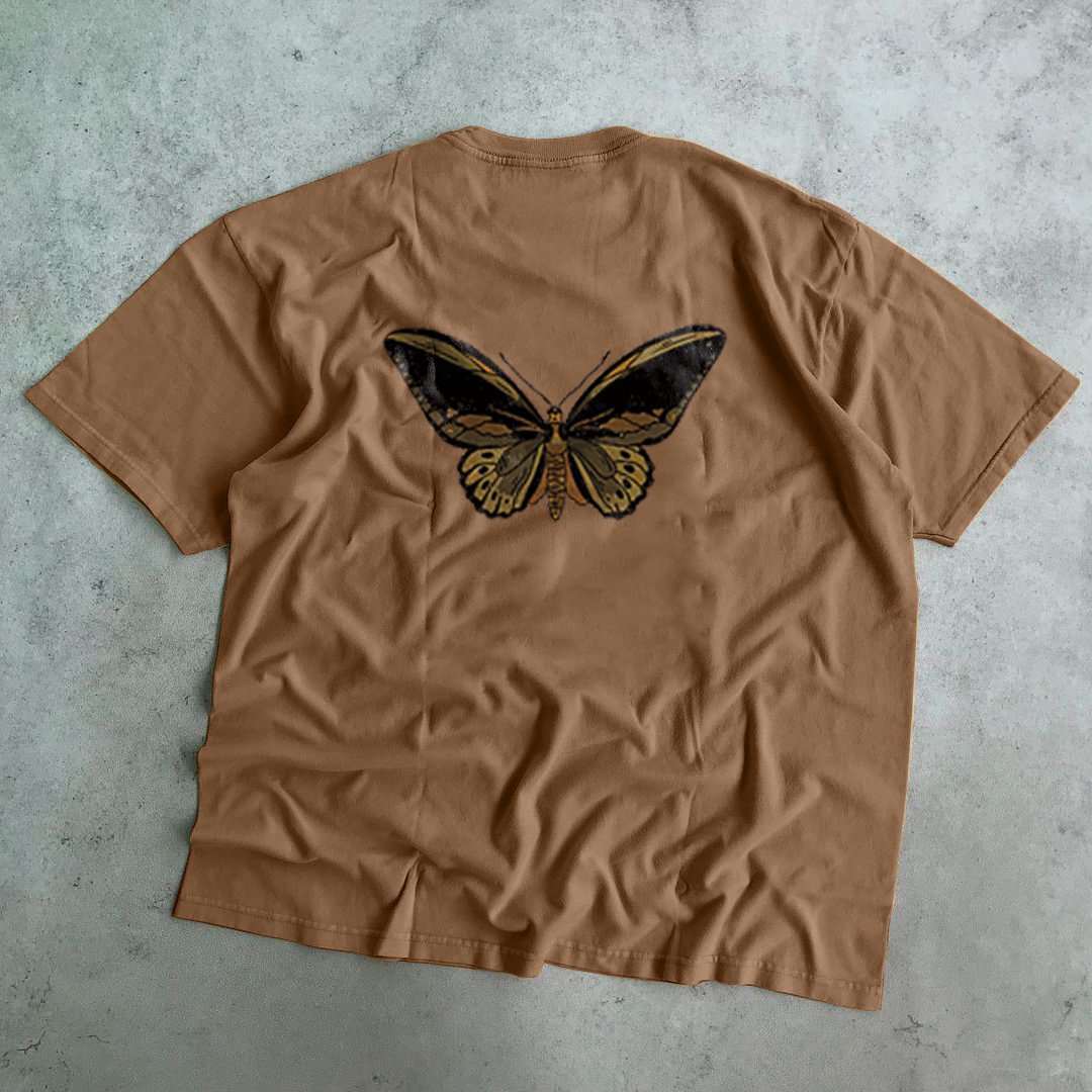 Fashion Retro Casual Loose Short Sleeve Butterfly Pattern T-Shirt