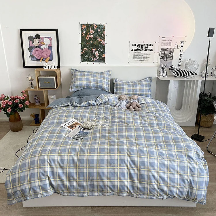 Bedding Printing Plaid Duvet cover Sheet and pillowcase(s)