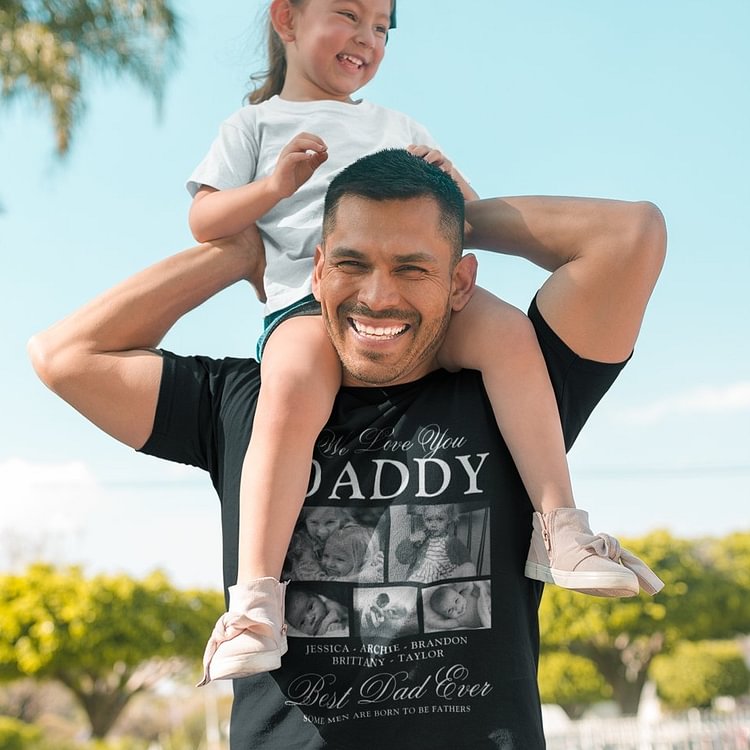Custom Dad 5 Photos  Collage T-Shirt
