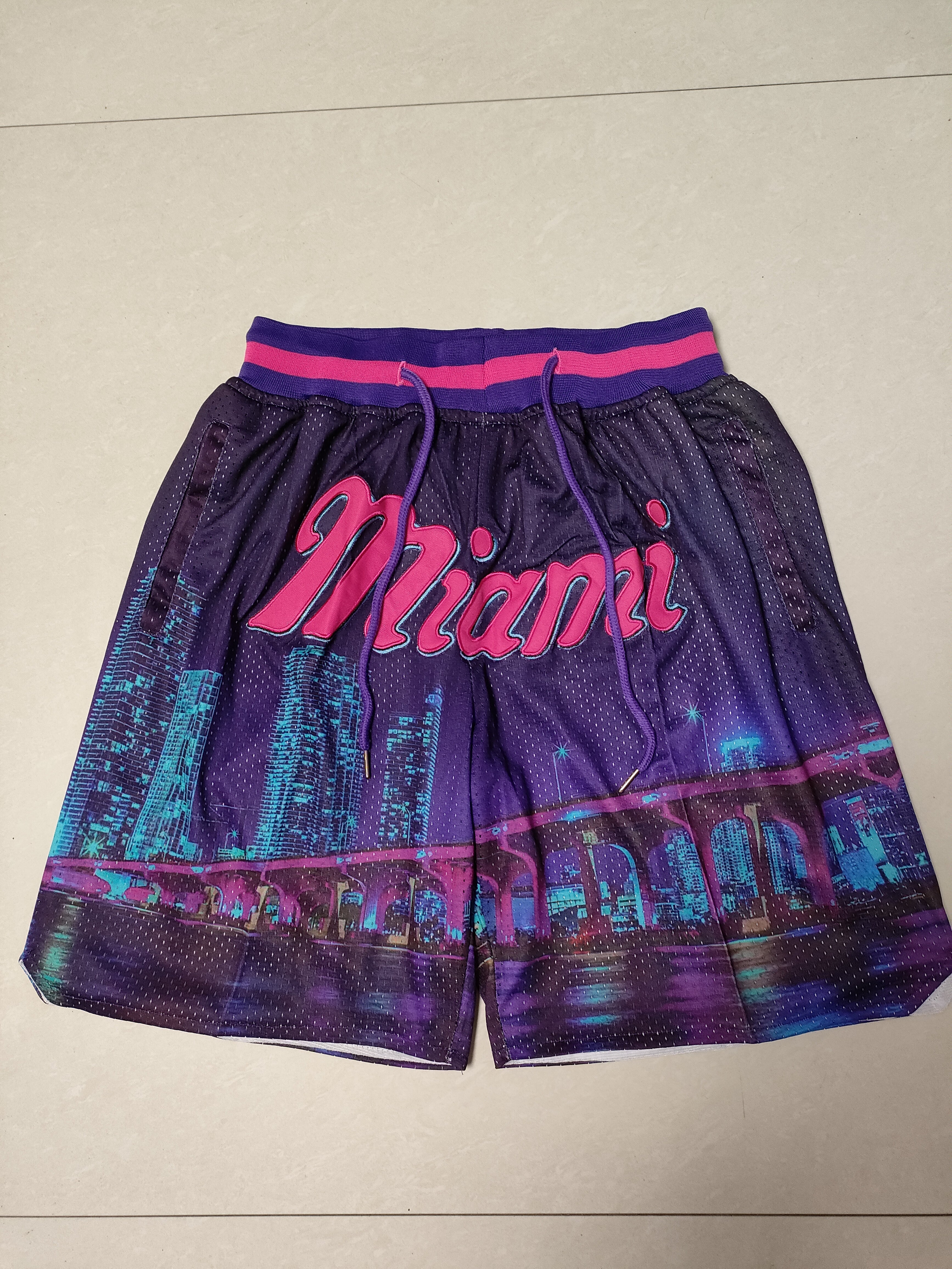 Miami Heat Heat Transfer Purple Pocket Pants Shorts