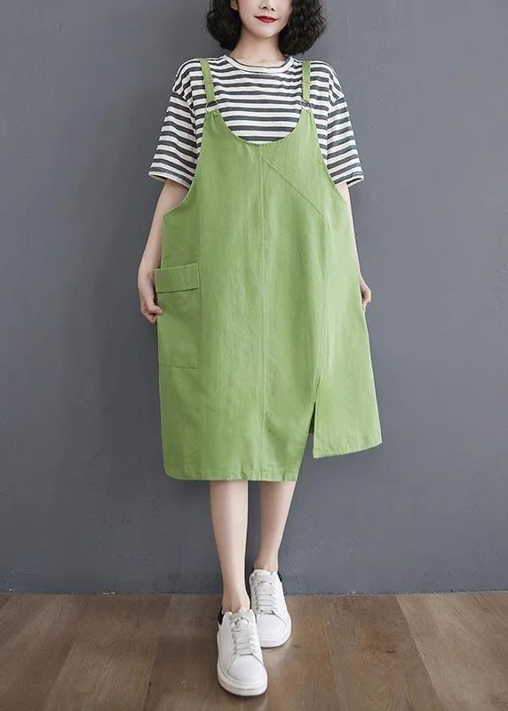 Two Piece 2021 Summer New Strap Skirt + Striped T-shirt ( Limited Stock)