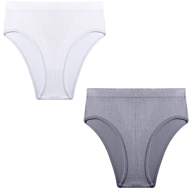 2PCS/Set Seamless Women's Panties Plus Size Underwear Women Briefs Lingeries Cotton Mid-Rise Underpants Panty Intimates