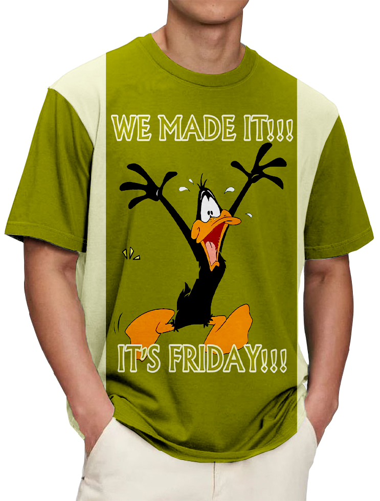 Men's We're Friday printed short-sleeved T-shirt PLUSCLOTHESMAN