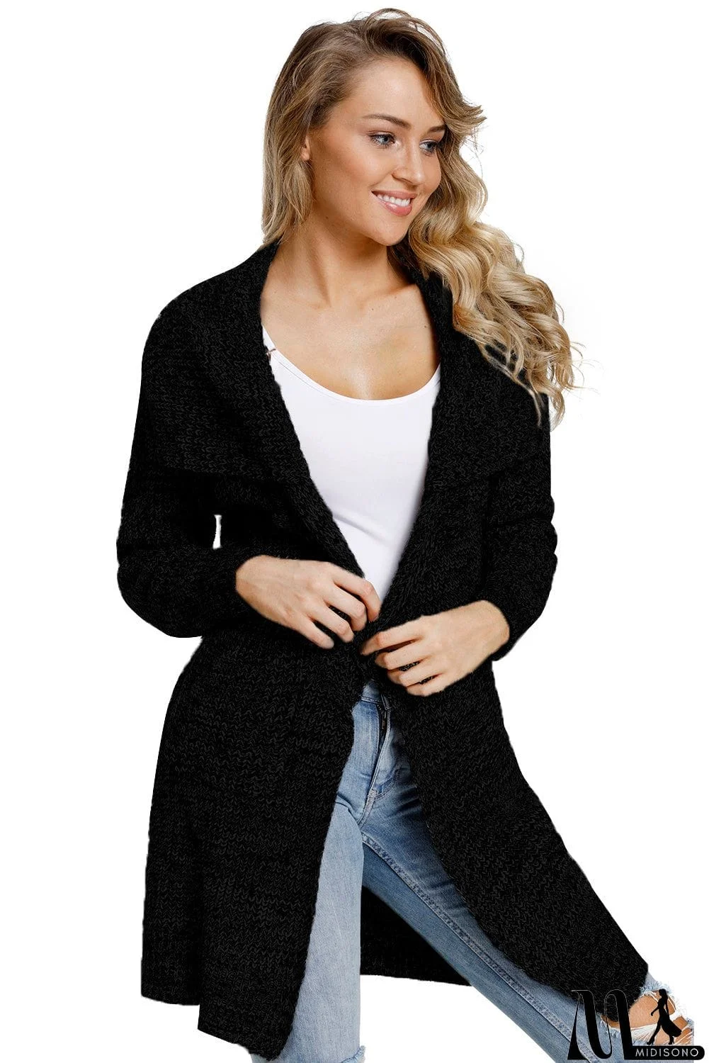 MidiSono - Chunky Long Cardigan with Side Pockets