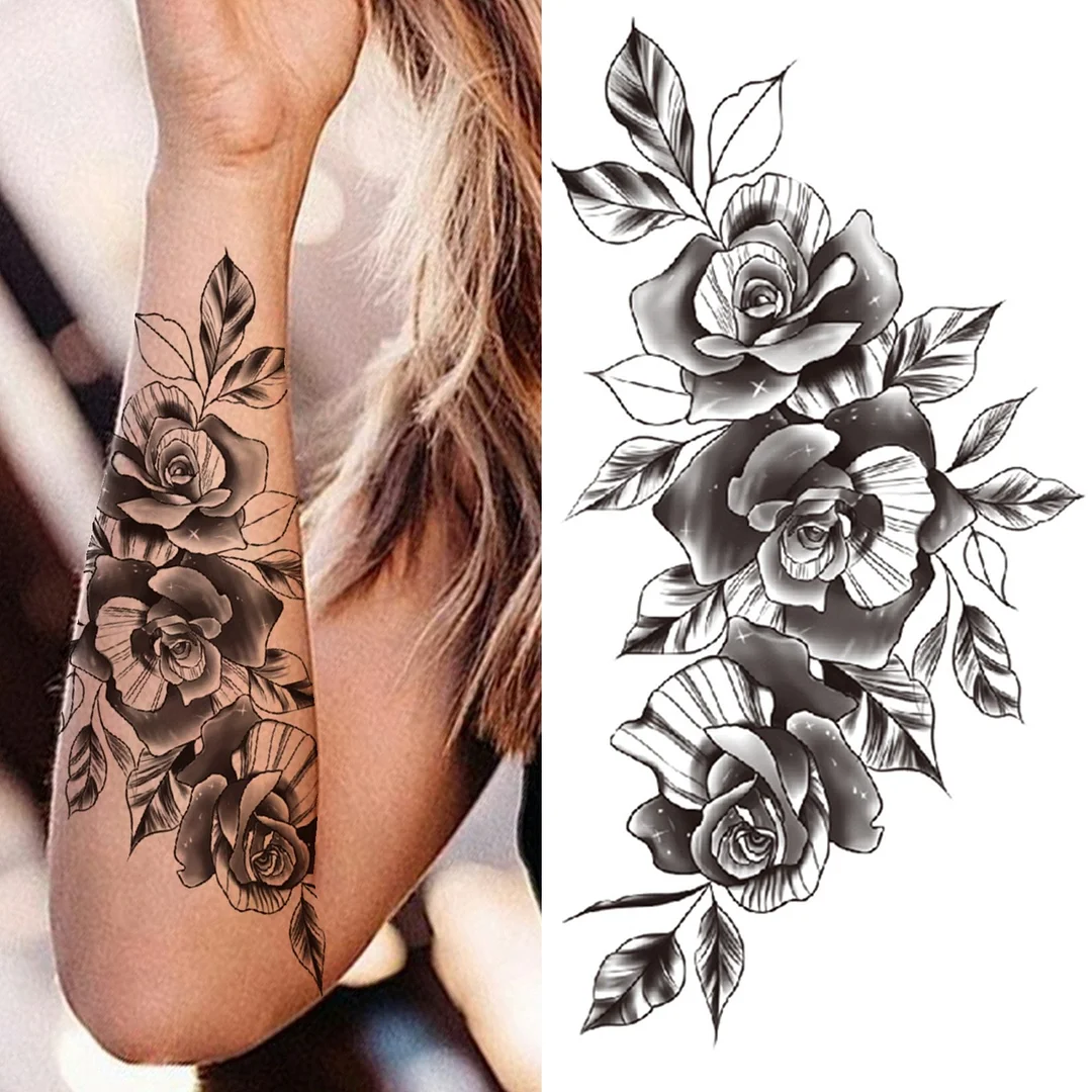Full Arm Temporary Tattoos Sleeve For Men Women Realistic Fake Tatoos Warrior Lion Tiger Flower Tatoo Sticker Black Totem Maori 1118
