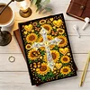 Sunflower Cross 5D DIY Diamond Art Painting Notebook Kit 50 Pages A5 Rhinestone Art Painting Notebook Kit for Adults Beginners Holiday Birthday Gift