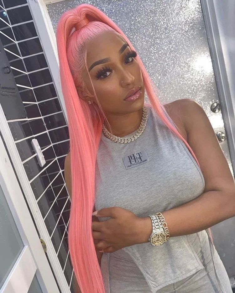 YesLaLa Pink Bone Straight Pre-plucked 13*4 13*6 Lace Front Wig Human Hair