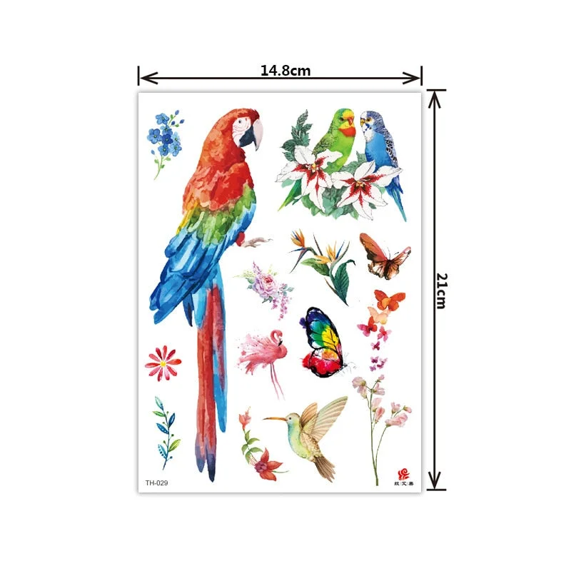 New style tattoo stickers anti-real big picture waterproof sweat flower arm tattoo stickers sika deer parrot tattoo stickers