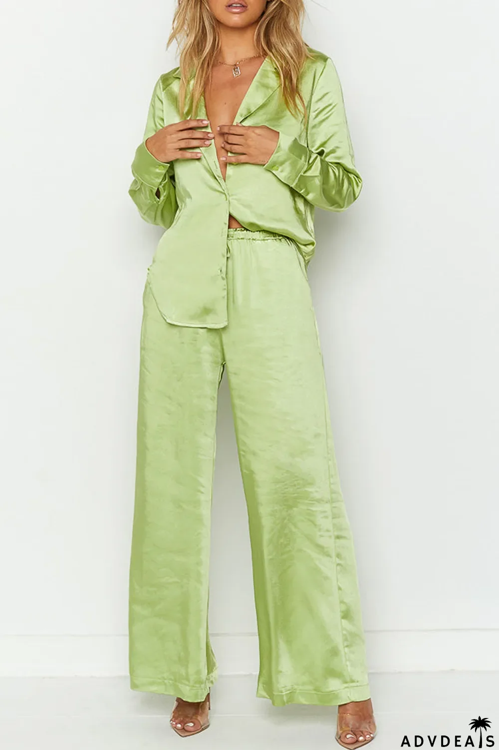 Street Solid Patchwork Turndown Collar Long Sleeve Two Pieces