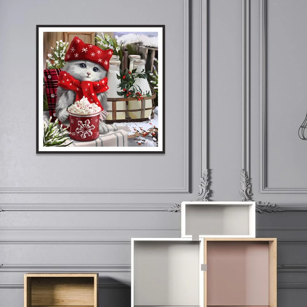 Diamond Painting - Full Drill - Scarf Cat