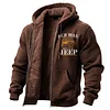 Men's Vintage Old Man Jeep Fleece Pocket Full Zip Long Sleeve Hoodie Jacket by Inlyline