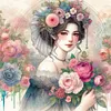(Multi-Style)Flowers Lady-Full Round Diamond Painting 40*40/40*50CM