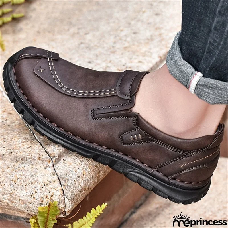 Vintage Style Contrast Stitching Flat Sole Soft Footbed Low-Top Loafers