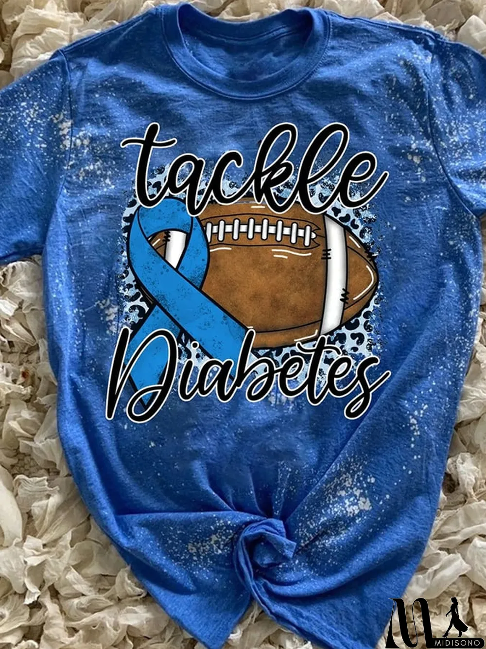 MidiSono - Women's Tackle Diabetes Awareness Football Print T-Shirt