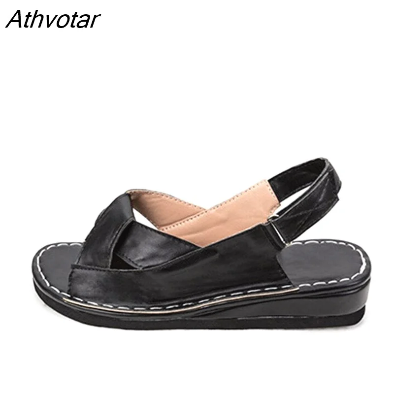Athvotar Sandals Summer Female Shoes Women's Peep Toe Wedge Woman Comfortable Plus Size Female Platform Ladies New 2023 304-0