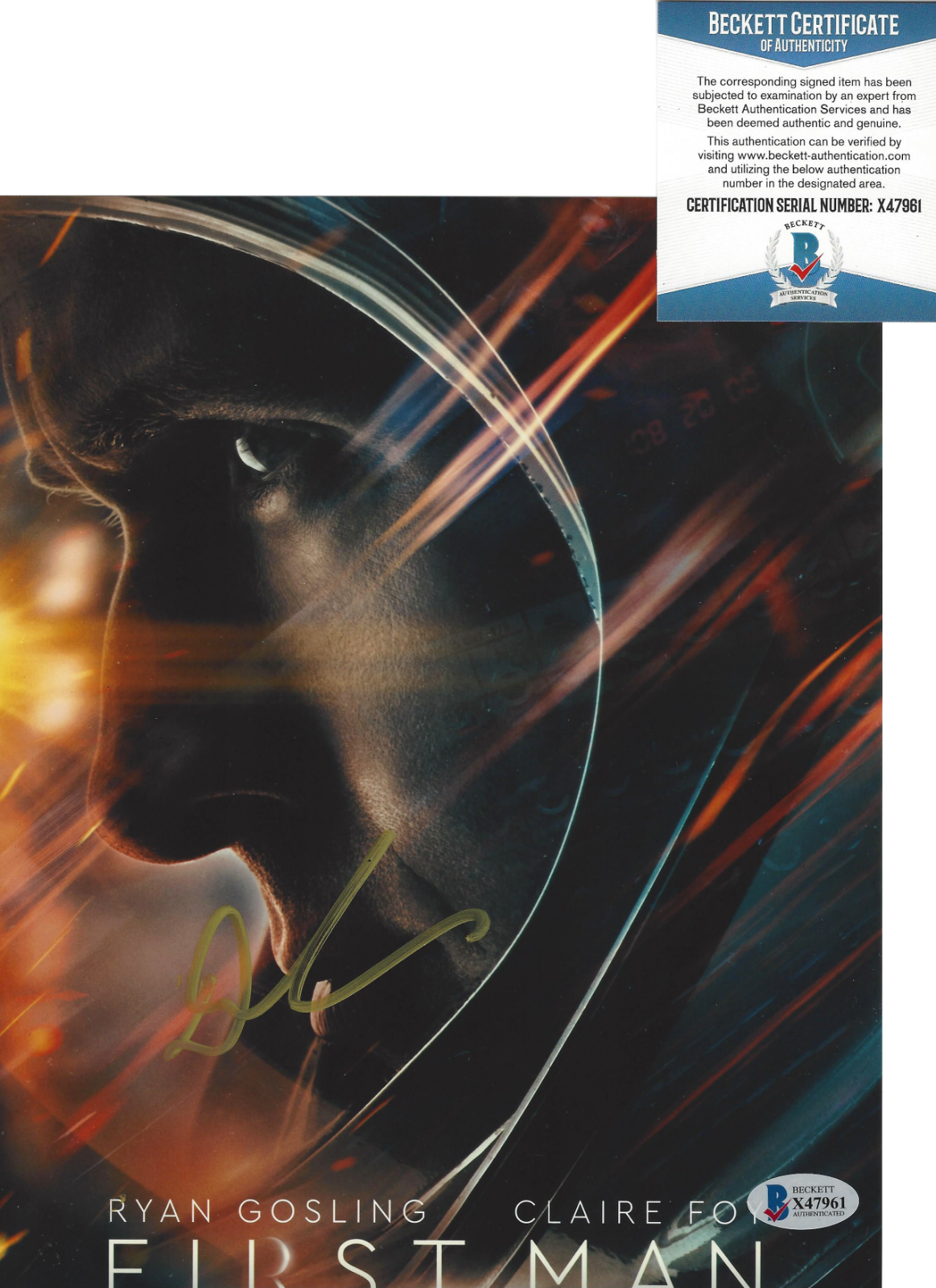 DIRECTOR DAMIEN CHAZELLE SIGNED AUTHENTIC 'FIRST MAN' 8x10 Photo Poster painting BECKETT COA BAS