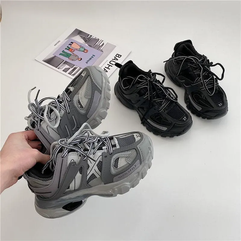 Streetstyle Ulzzang Women Men Chunky Sneakers 2021 Breathable Designer Unisex Sport Shoes Classic Ladies Trainers Plus Size 42