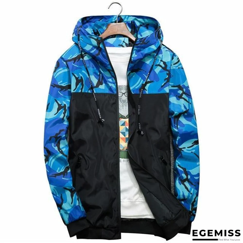 Men's Camouflage Military Casual Zipper Windbreaker Jackets Hooded Coats | EGEMISS