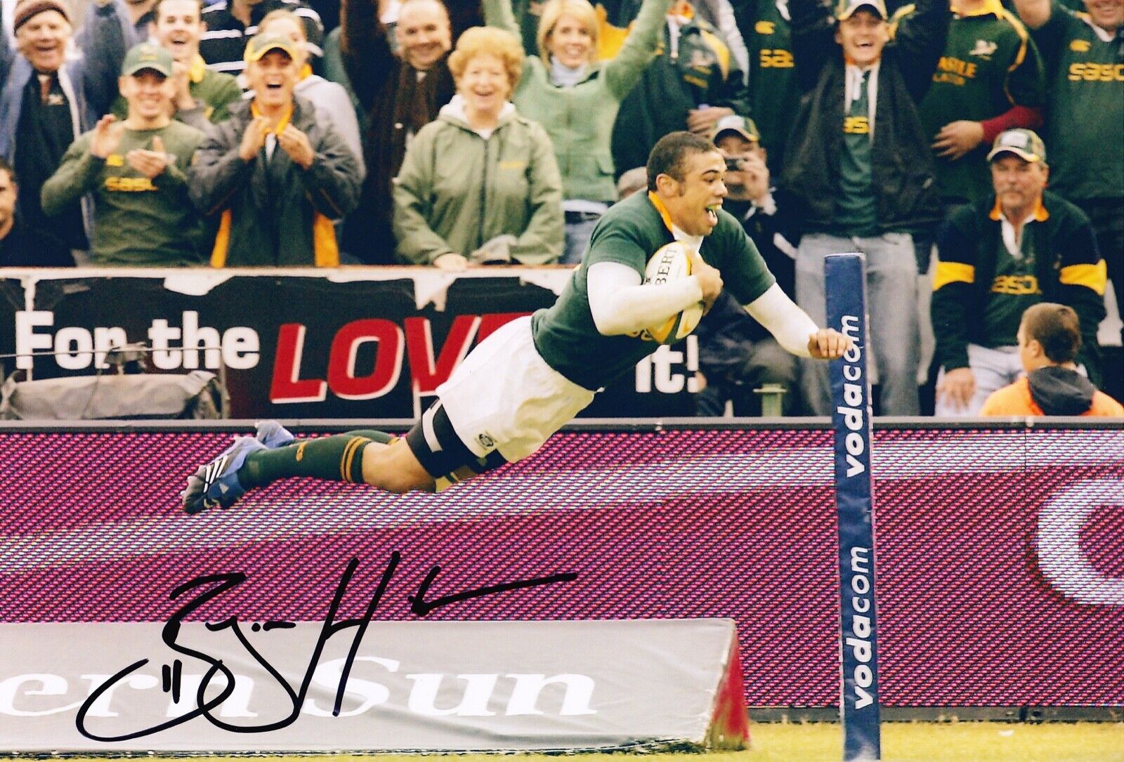 Bryan Habana Signed 12X8 Photo Poster painting SPRINGBOKS South Africa AFTAL Certificate COA (E)