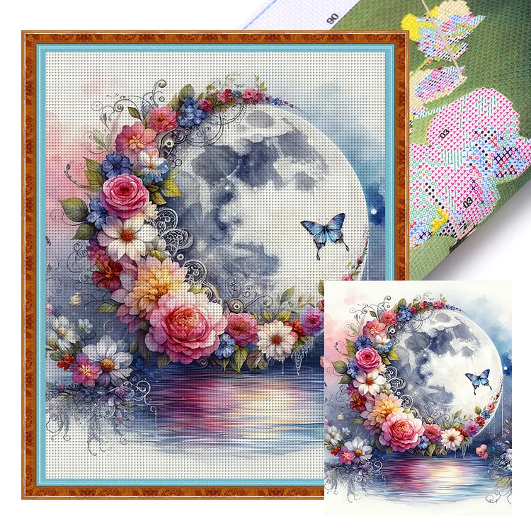 Flower Moon (40*50cm) 11CT Stamped Cross Stitch gbfke