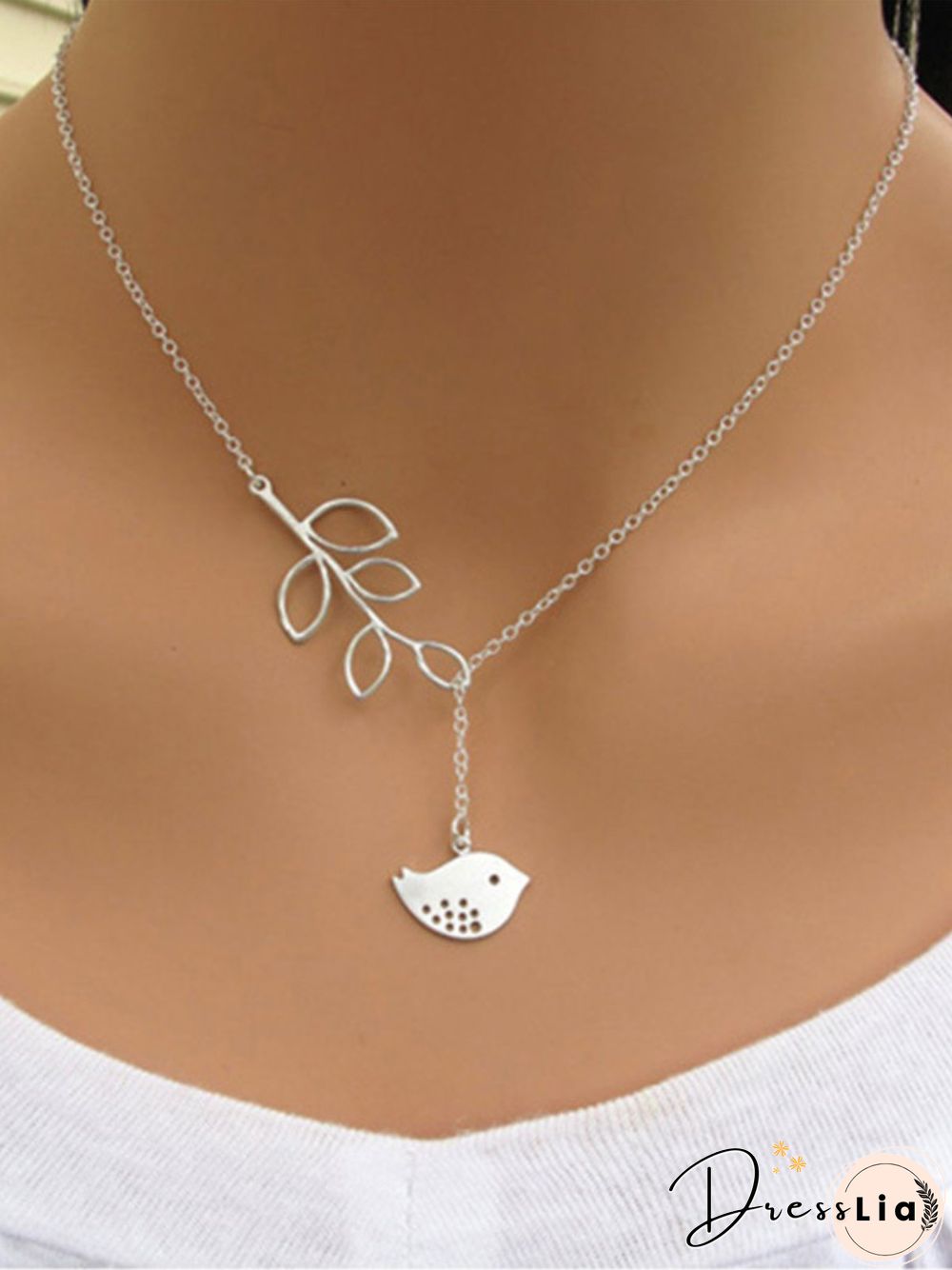 Fashion Bird Leaf Necklace