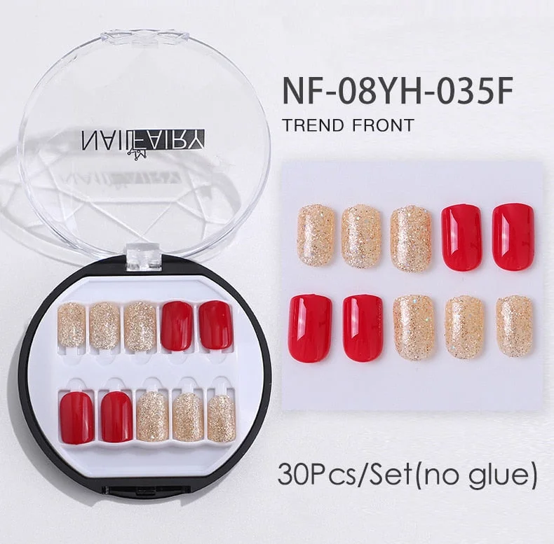 Fake Nails Press Coffin False with Glue Set Packaging Full Artificial Short Kiss Detachable Stick Designs Art Tipsy Cover Box-Nail Inspo