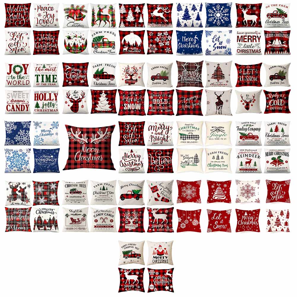 

Throw Pillow Covers - Linen 18x18 inch Christmas Decor Pillowcase, Set of 4, 6 #, 501 Original