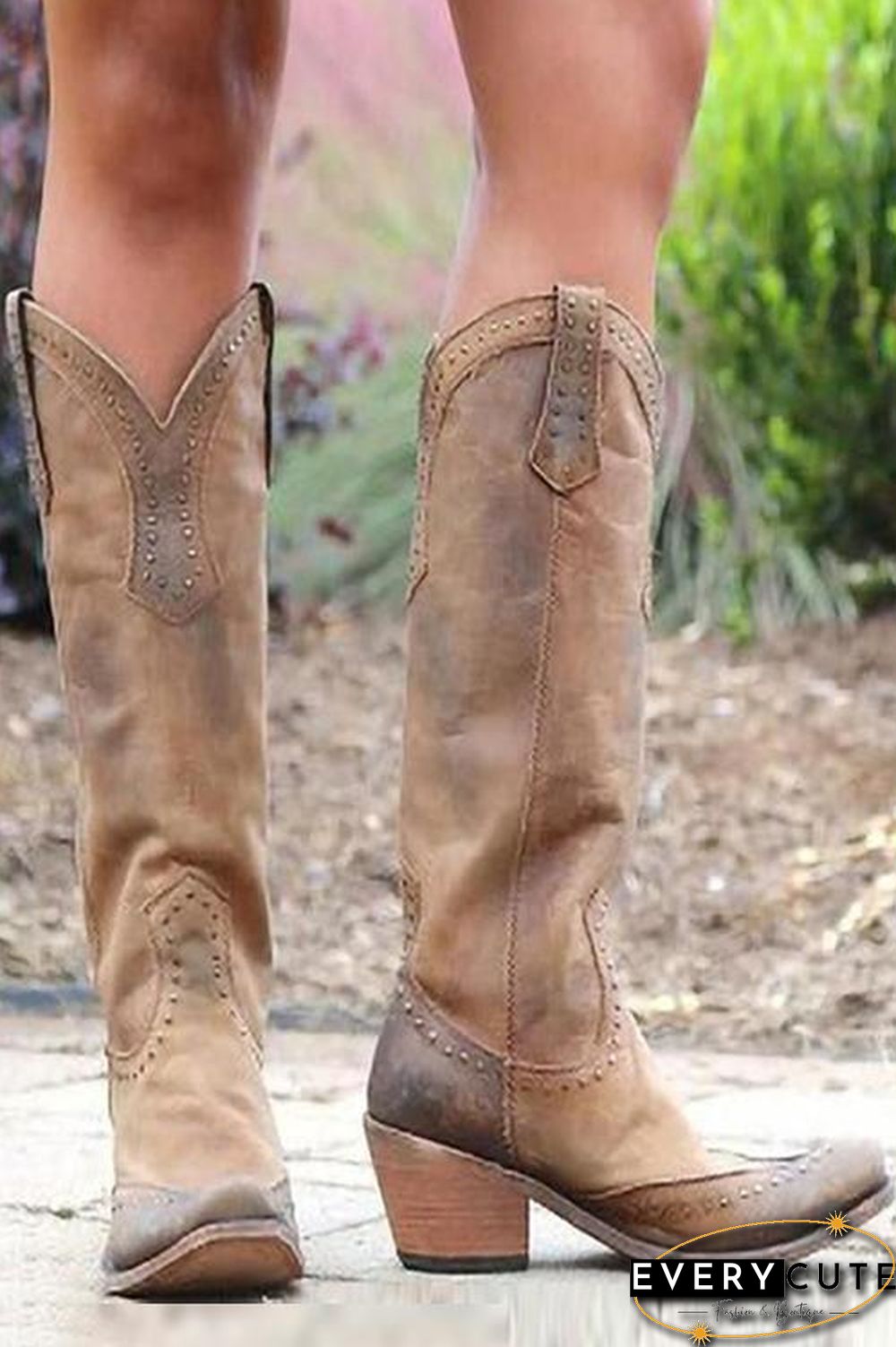 Knee Hight Chunky Heels Boots