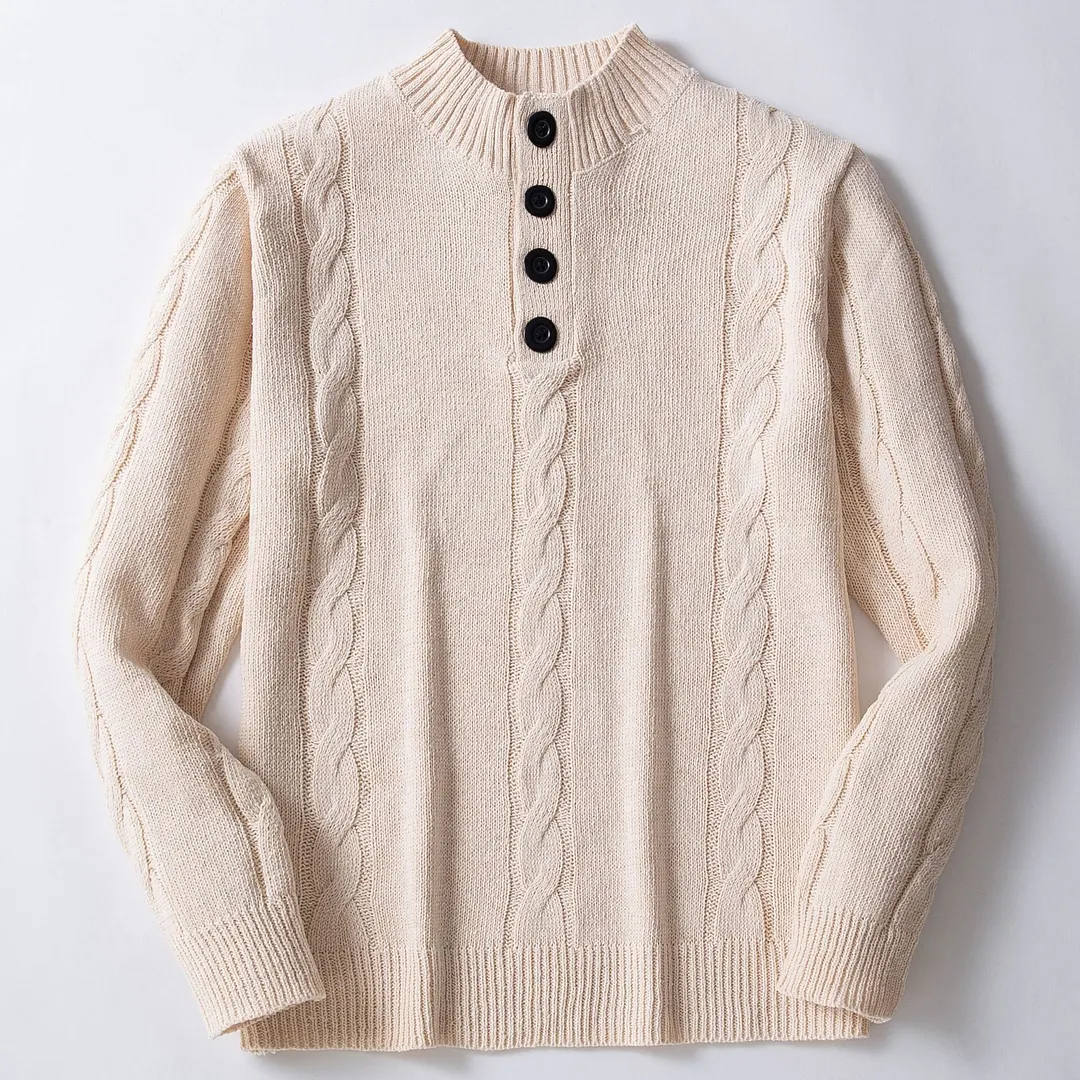 Uveng Uveng And Autumn New Men's Button-Collar Knitted Knitted Casual Collar Silk Silken Silken Silken Hooded Sweater SY0017
