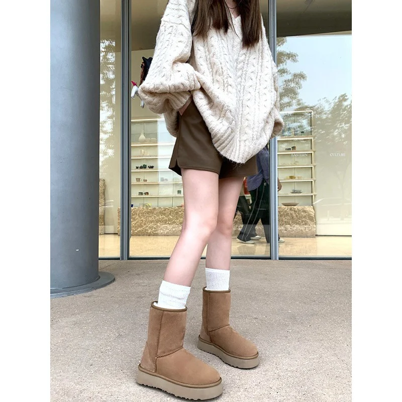 Breakj Breakj Autumn And Winter New Thick Bottom To Keep Warm Snow Boots Women With Velvet Winter Cotton Shoes