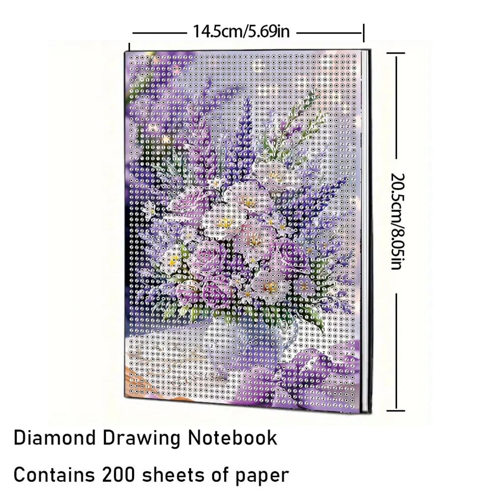 5D DIY Flower Diamond Art Painting Notebook Kit Crystal Notepad Sketchbook Gifts
