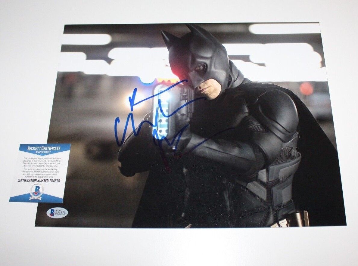 ACTOR CHRISTIAN BALE SIGNED BATMAN THE DARK KNIGHT RISES 11X14 Photo Poster painting BECKETT COA