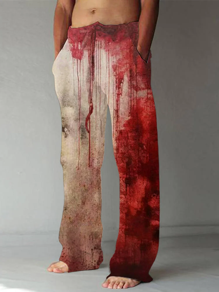 Strange Blood Dark Horror Gothic Halloween Vintage Art Print Men's Linen Loose Pants