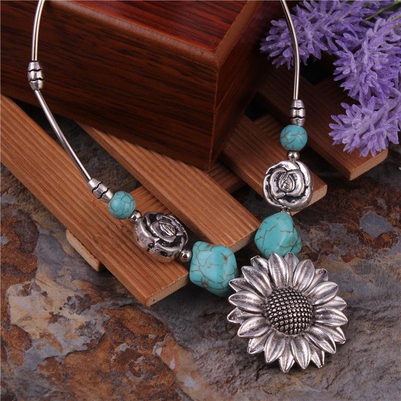 Sunflower pattern and kallaite women necklace-zachics