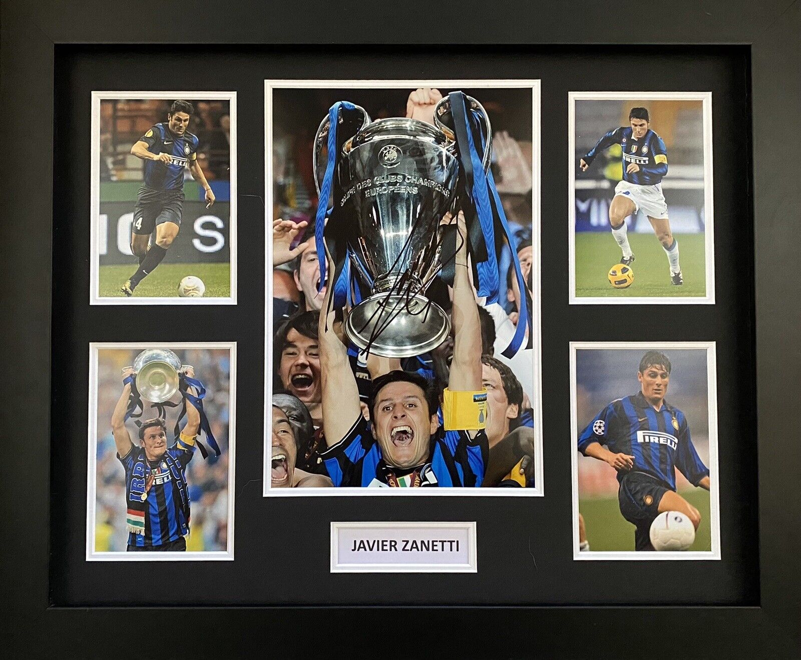 Javier Zanetti Signed Inter Milan Photo Poster painting In 20x16 Frame Display, See Proof, 2