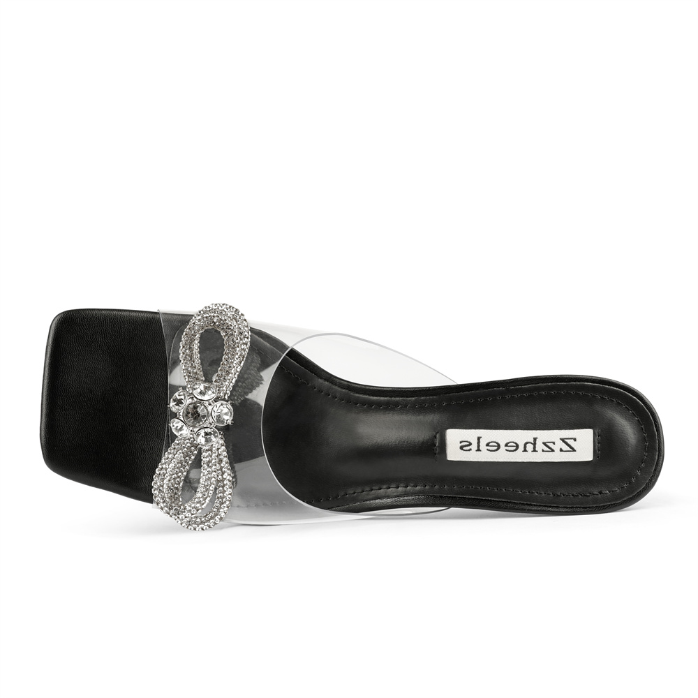 7cm/2.76''  Crystallized Low Heeled Sandals Women's Slippers