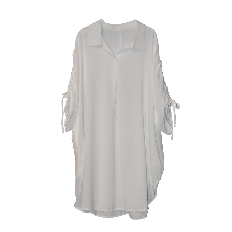 Minimalist Solid Color Batwing-Sleeve Dress