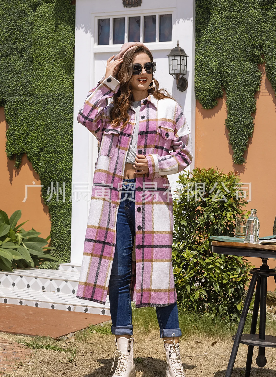 Woherb Autumn Winter Lady Classic Plaid Coat Lapel Double Bag Long Loose Versatile Coat-Outfit Ideas