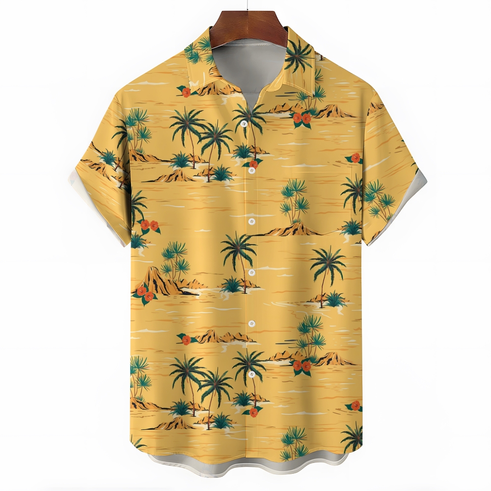 Tropical Palm Tree & Beach Hawaiian Shirt