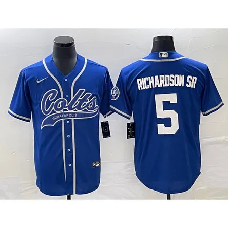 Men's Indianapolis Colts #5 Anthony Richardson Sr. Royal Cool Base Stitched Baseball Jersey