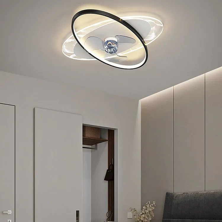 Edge ceiling fan with lighting double ring, 2 colors, 55CM long