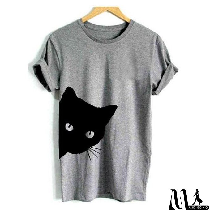 MidiSono - Fashion Print Short-Sleeved T-Shirt Top