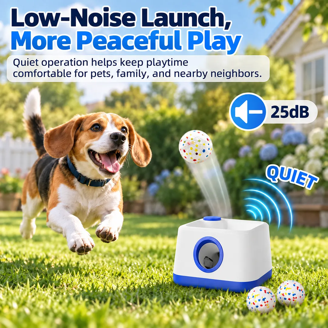 BEBANG Automatic Dog Ball Launcher, 2-in-1 Auto & Manual Modes, Rechargeable Fetch Machine, 20/30/40ft Adjustable Distances & Random Mode, 58mm Etpu Balls for Indoor Outdoor Play